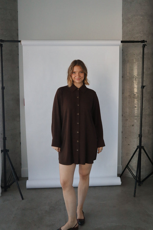 Robe chemise - Lin chocolat