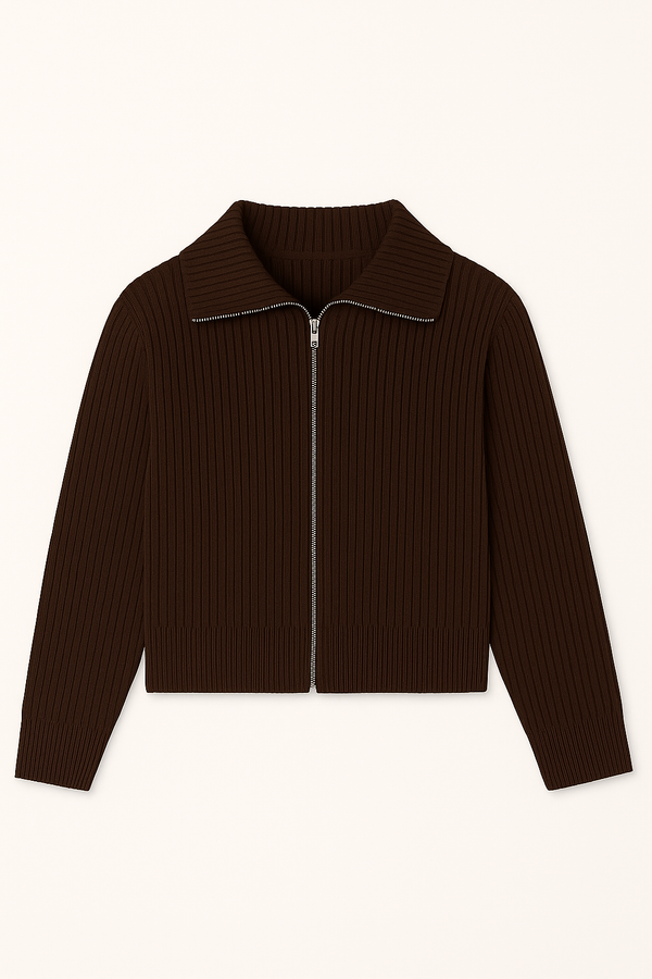 Cardigan à zip - Tricot espresso