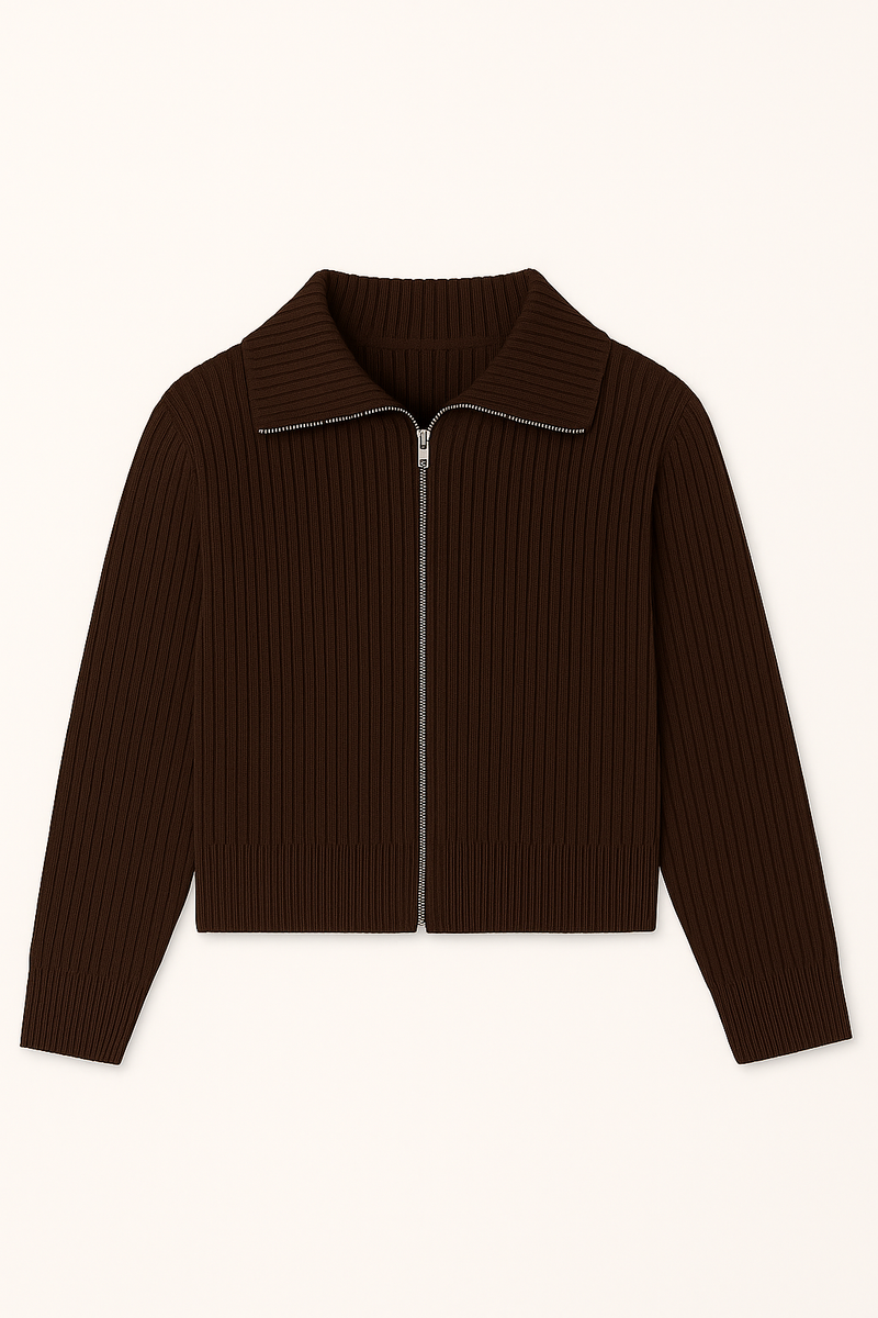 Cardigan à zip - Tricot espresso
