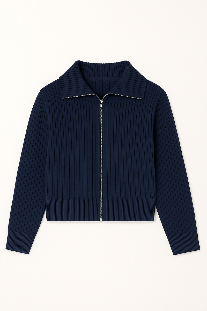 Cardigan à zip - Tricot marine