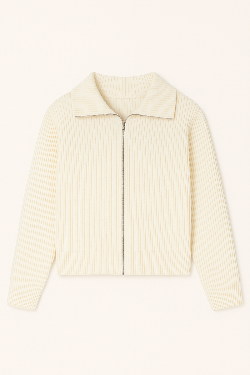 Cardigan à zip - Tricot ivoire