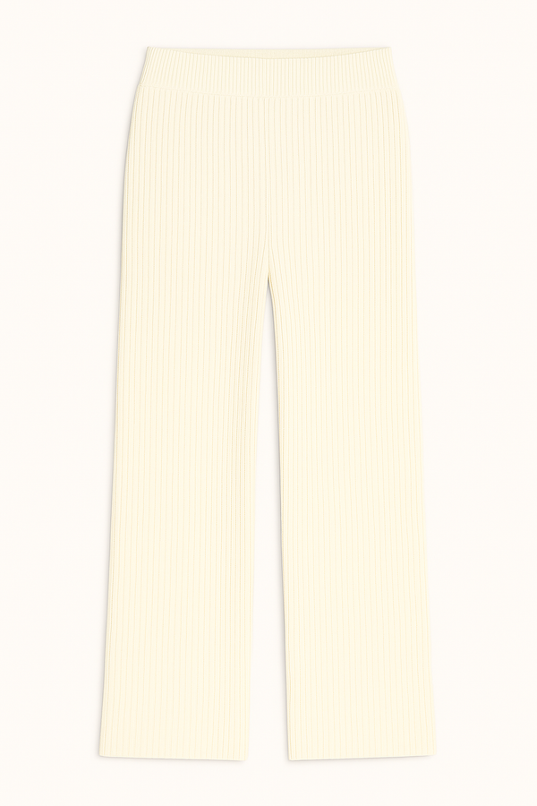 Pantalon droit - Tricot ivoire