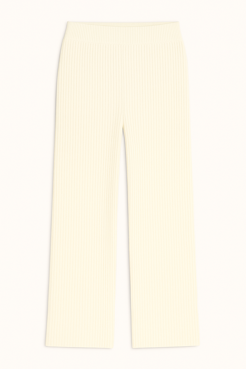 Pantalon droit - Tricot ivoire