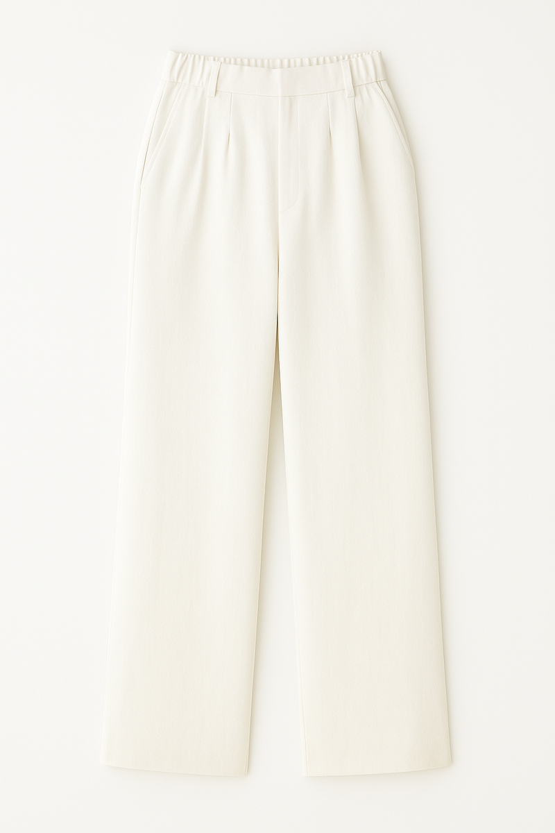 Pantalon droit à pince - Ivoire