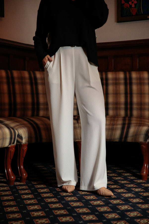 Pantalon droit à pince - Ivoire