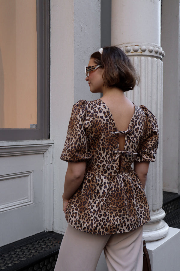 Puff sleeve blouse - Leopard