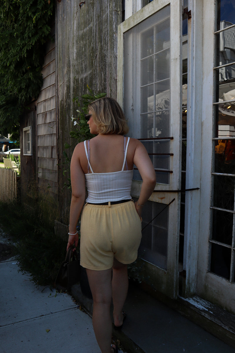 Ribbed spaghetti camisole - Ivory