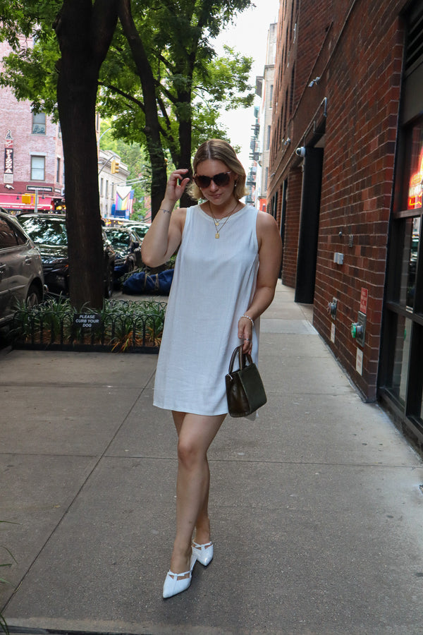 Minimalist short dress - Ivory linen