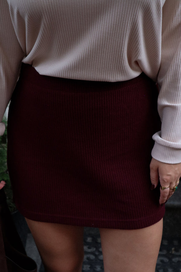 Jupe courte - Tricot bourgogne