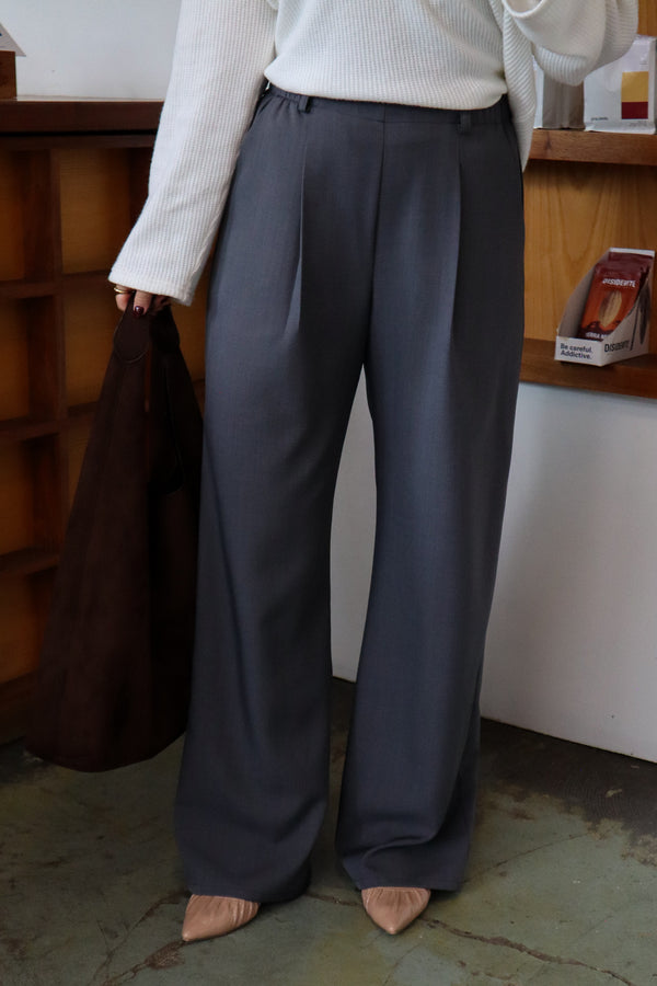 Pantalon droit à pince - Charcoal chiné