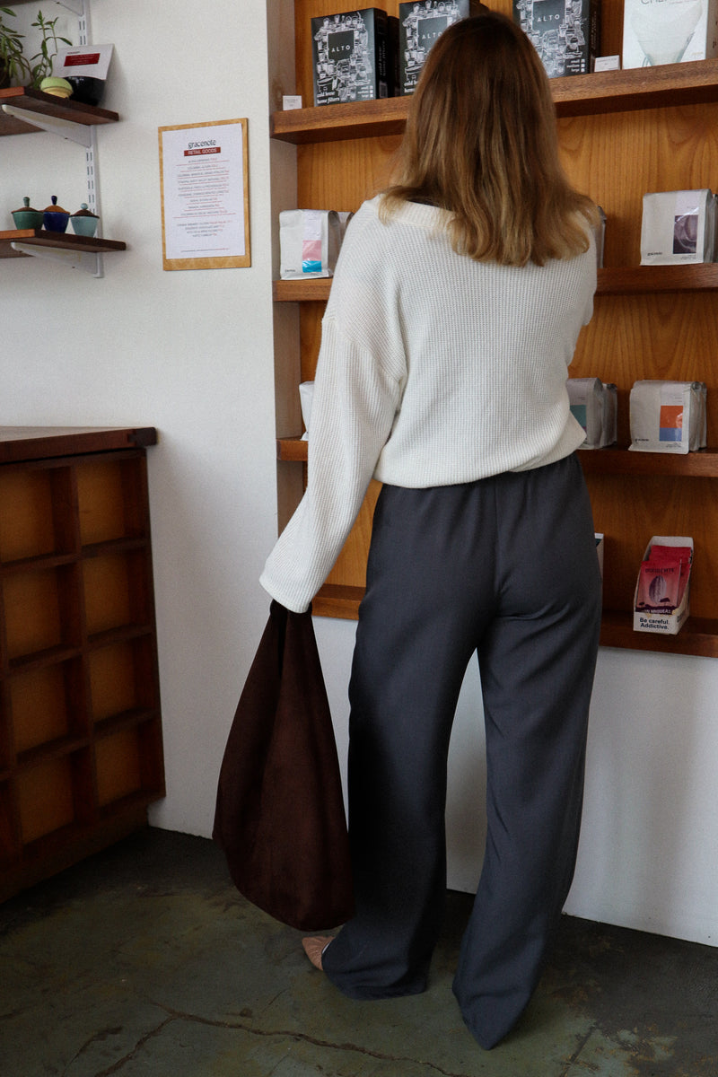 Pantalon droit à pince - Charcoal chiné