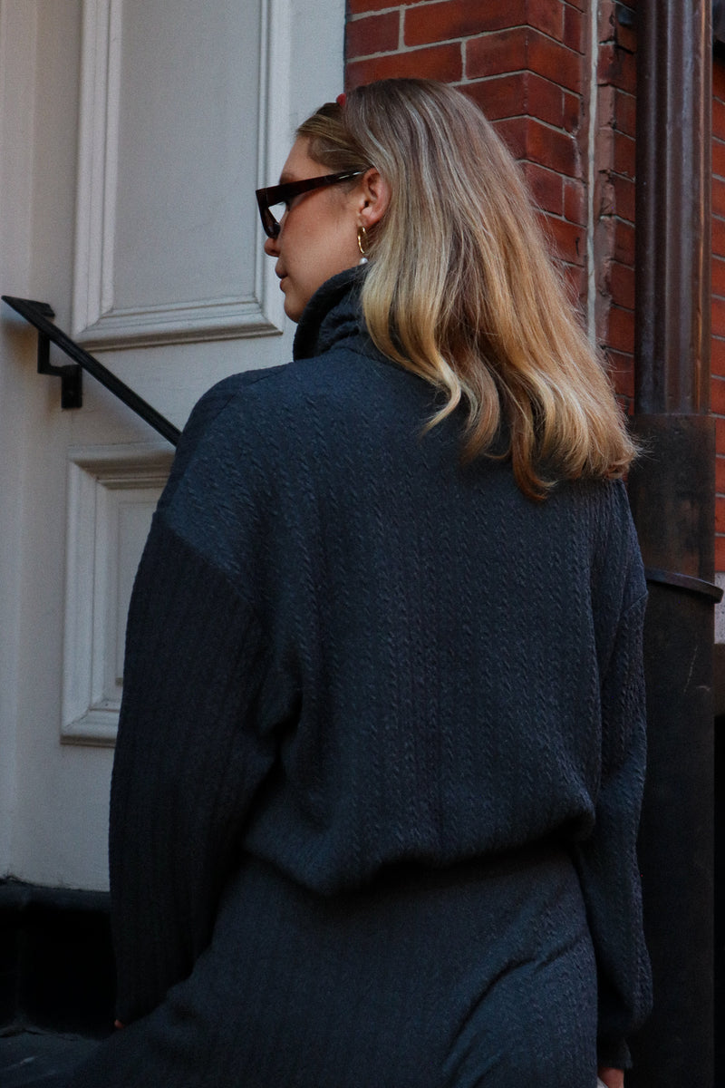 Cardigan à zip - Tricot torsadé charcoal