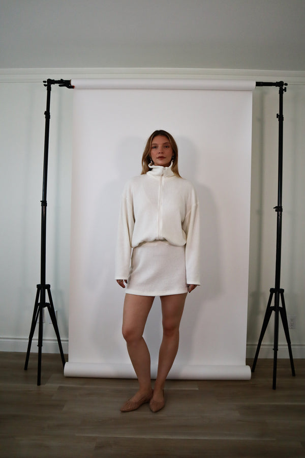 Cardigan à zip - Tricot ivoire