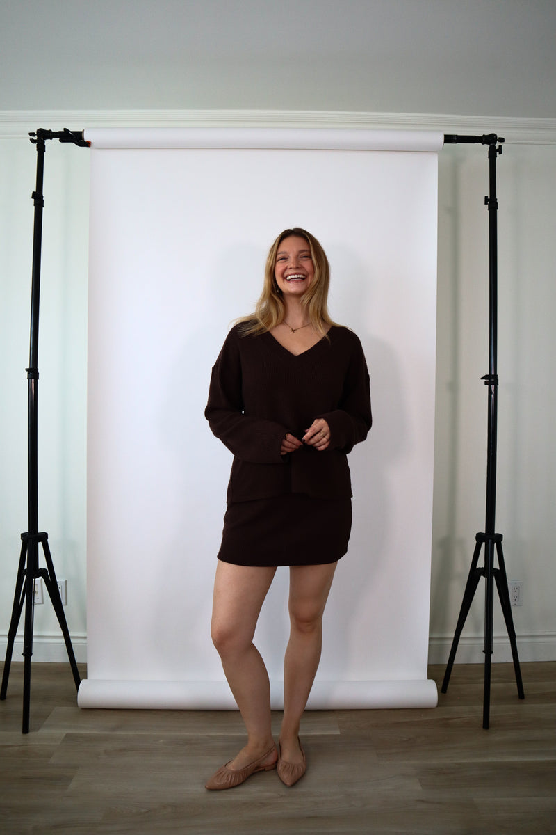 Pull encolure en V - Tricot espresso