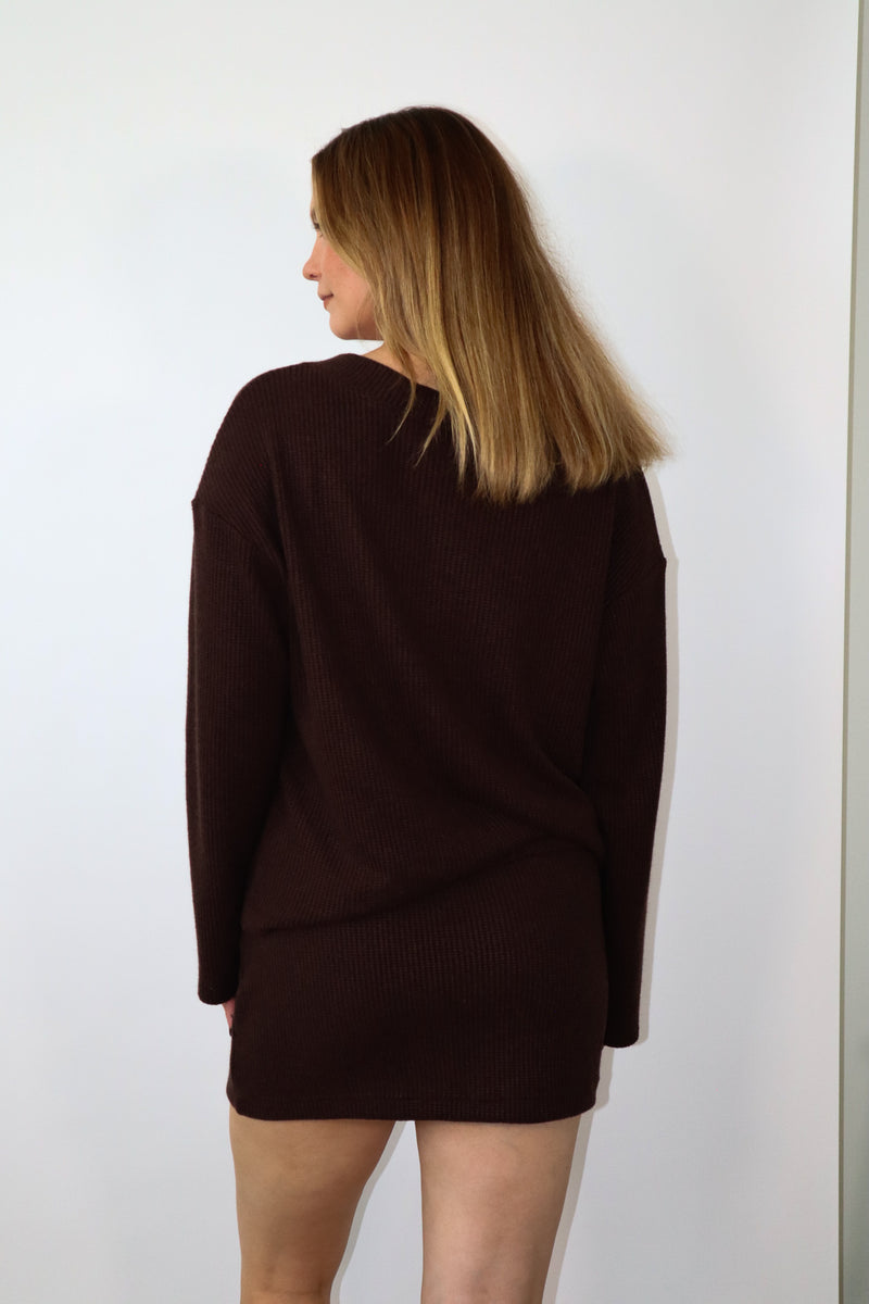 Pull encolure en V - Tricot espresso