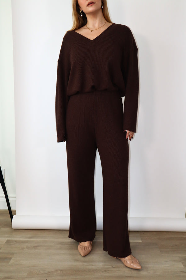 Pantalon droit - Tricot espresso