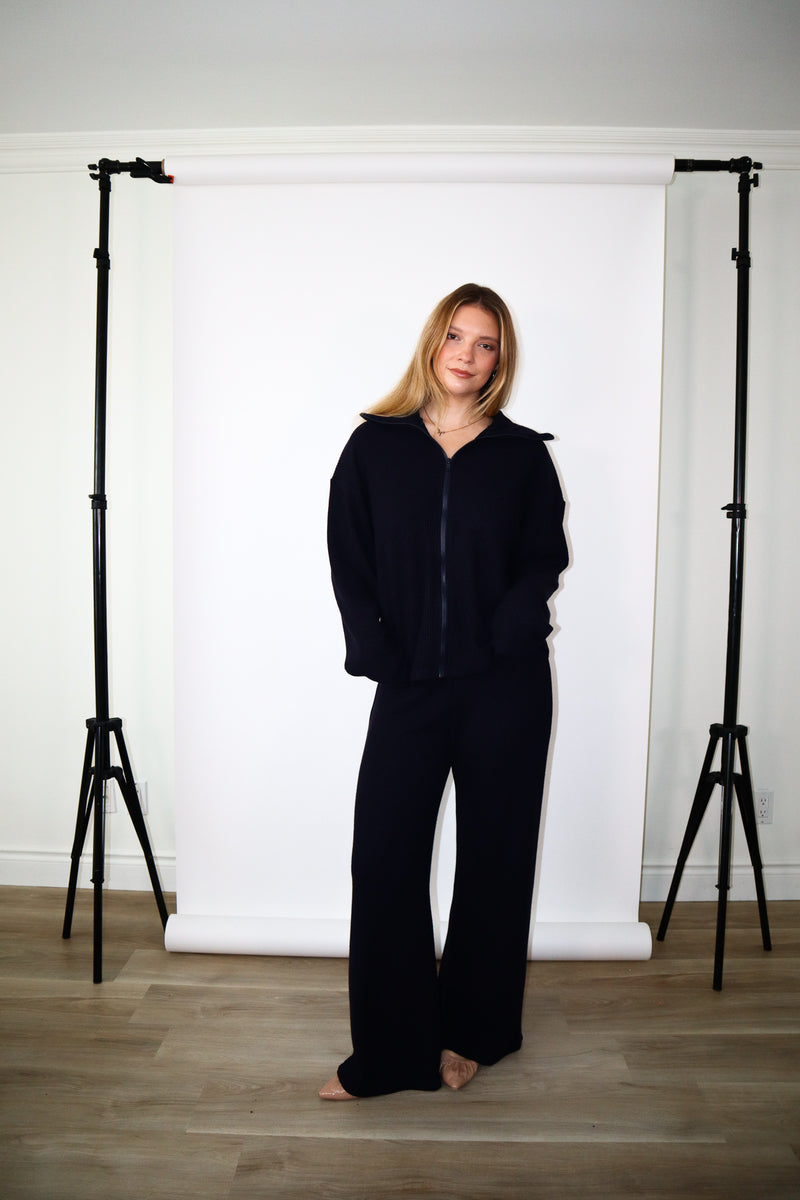 Cardigan à zip - Tricot marine