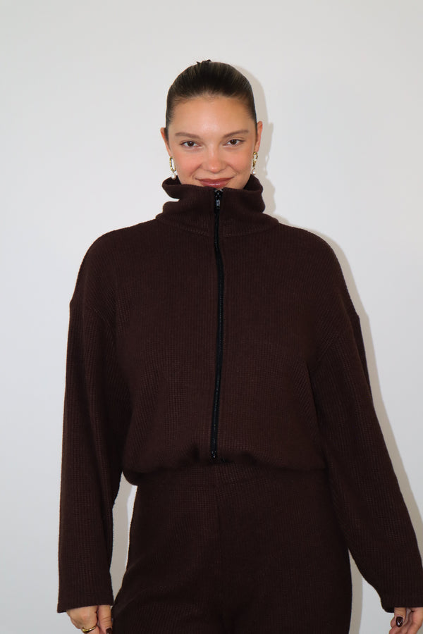 Cardigan à zip - Tricot espresso