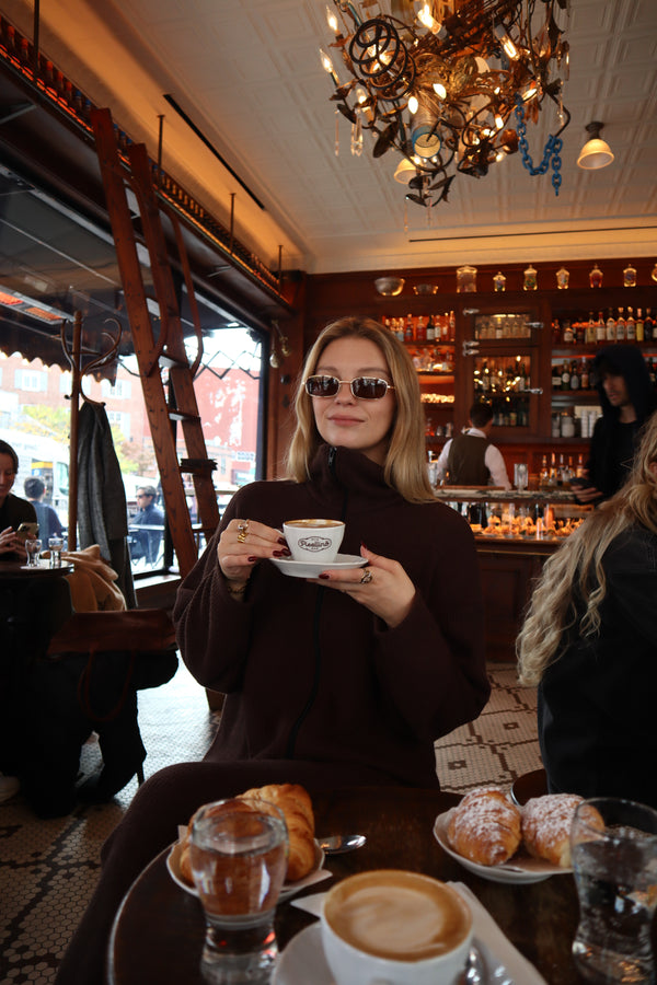 Cardigan à zip - Tricot espresso