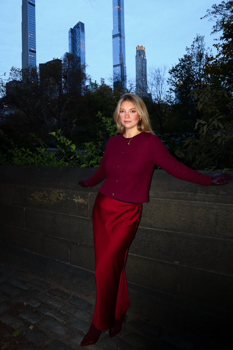 Cardigan à boutons - Tricot bourgogne