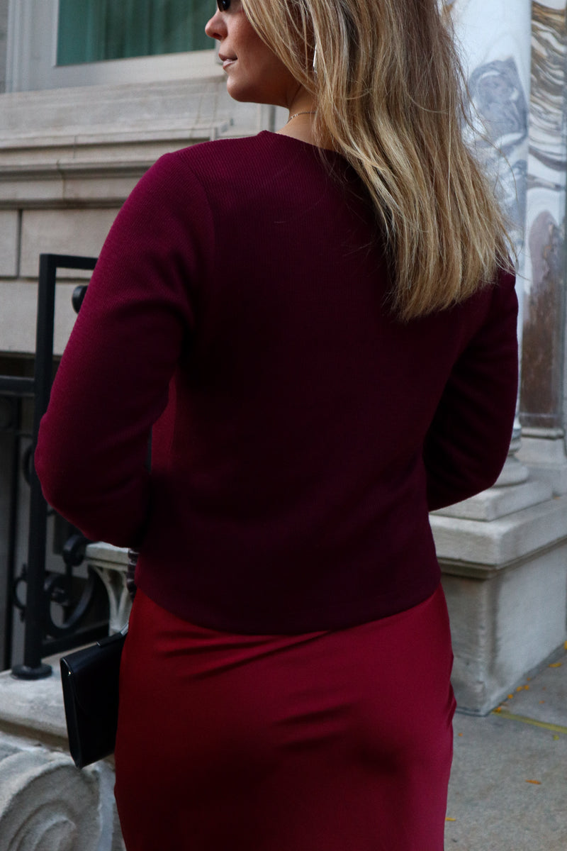 Cardigan à boutons - Tricot bourgogne