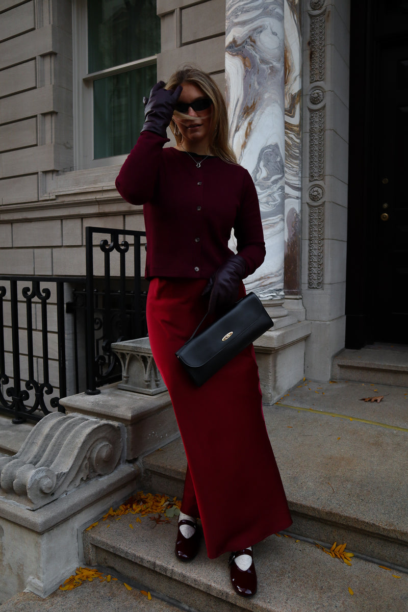 Cardigan à boutons - Tricot bourgogne