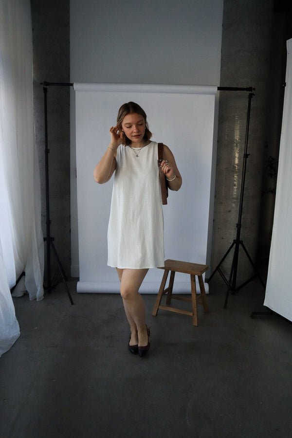 Robe courte minimaliste - Lin ivoire