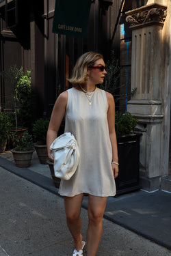 Minimalist short dress - Natural linen