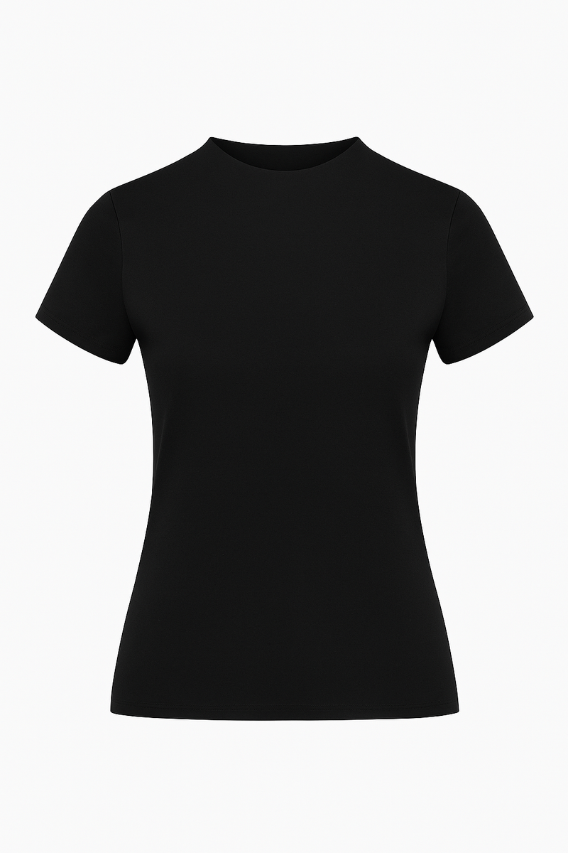 T-shirt col montant - Coton noir