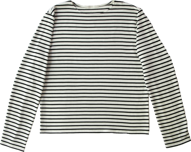 Long-sleeved sweater - White striped bamboo 