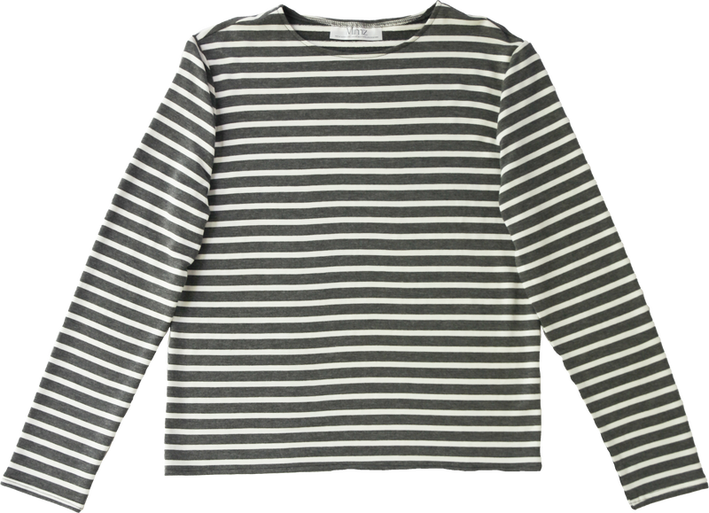 Long-sleeved sweater - Charcoal striped bamboo 