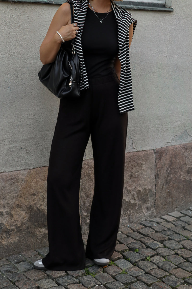 Pantalon droit - Tricot noir