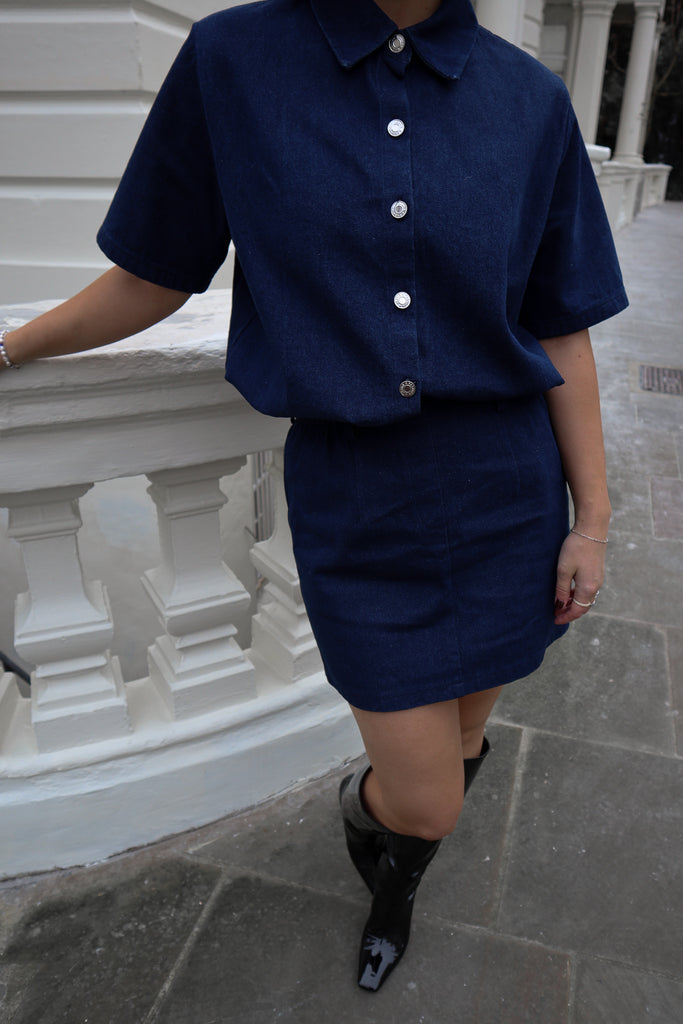 ★ DIAGONAL★ WRAP DENIM MINI SKIRT blue DA241SK03 DIAGONAL
