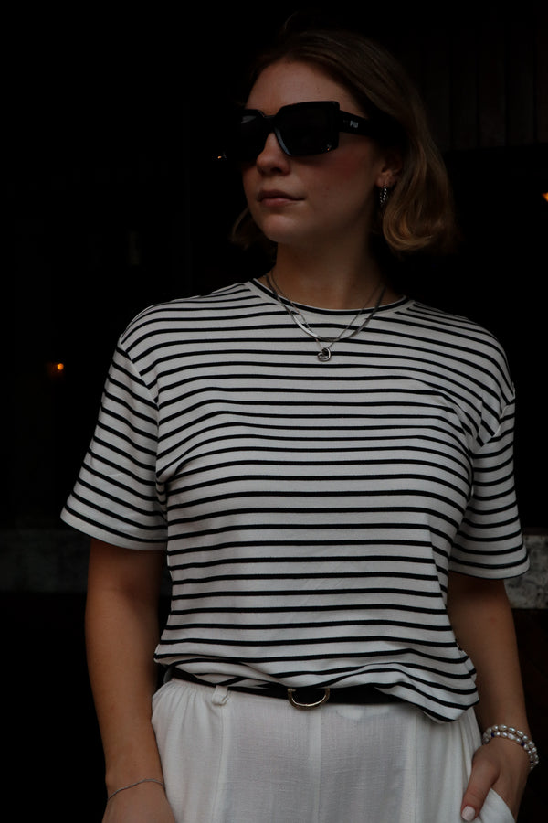 T-shirt - White striped bamboo