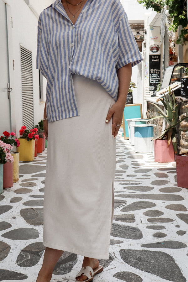 Long skirt with slit - Ivory bamboo