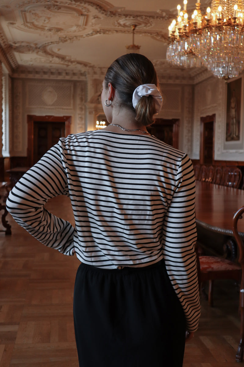 Long-sleeved sweater - White striped bamboo 