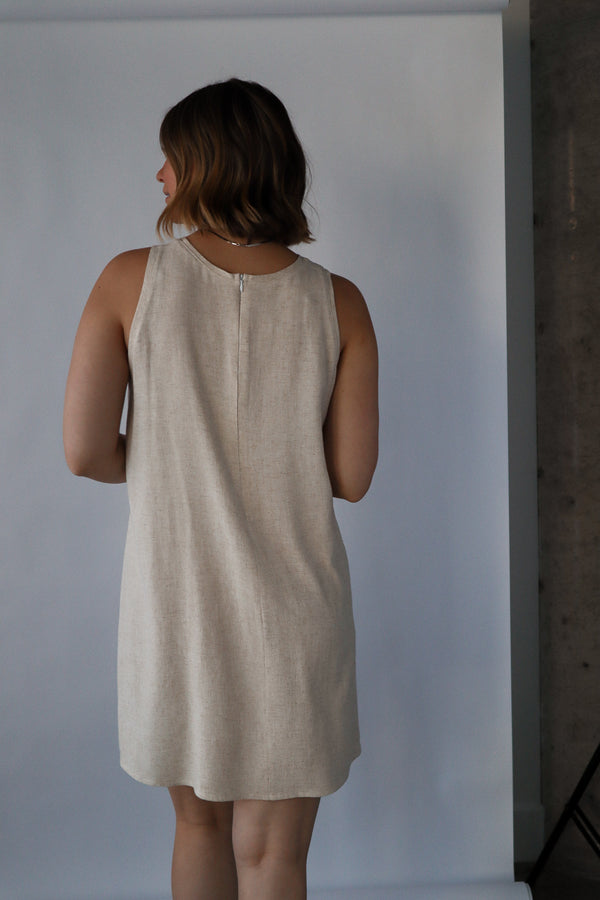 Minimalist short dress - Natural linen