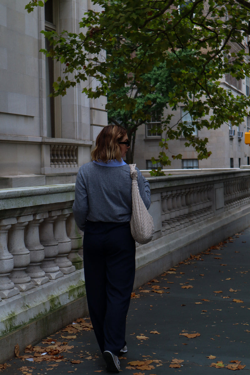 Pantalon droit à pince - Marine