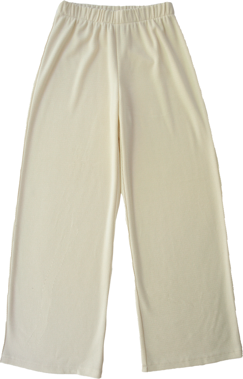Pantalon droit - Tricot crème