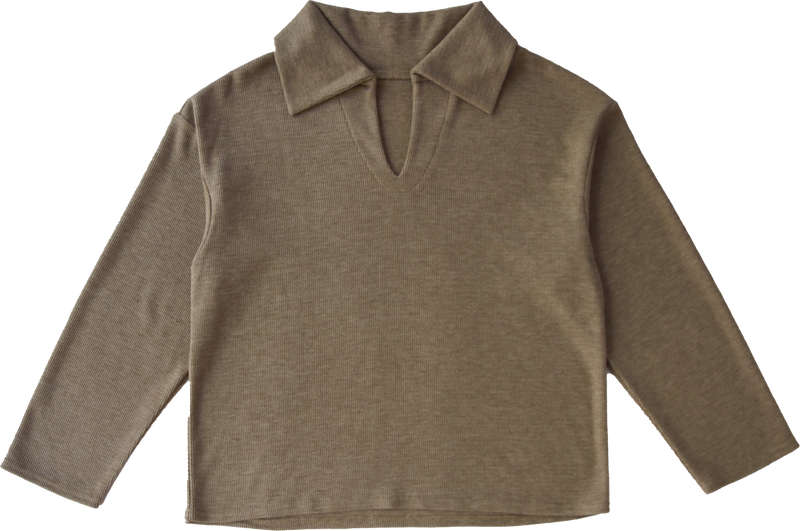 Long sleeve polo shirt - Beige knit 