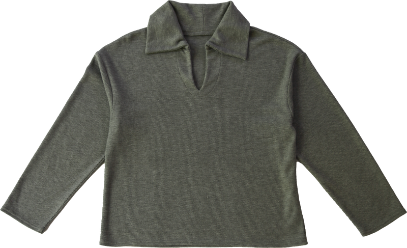 Long sleeve polo shirt - Gray knit 