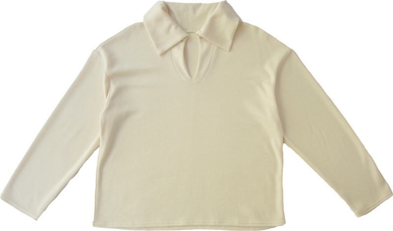 Long Sleeve Polo Shirt - Cream Knit 