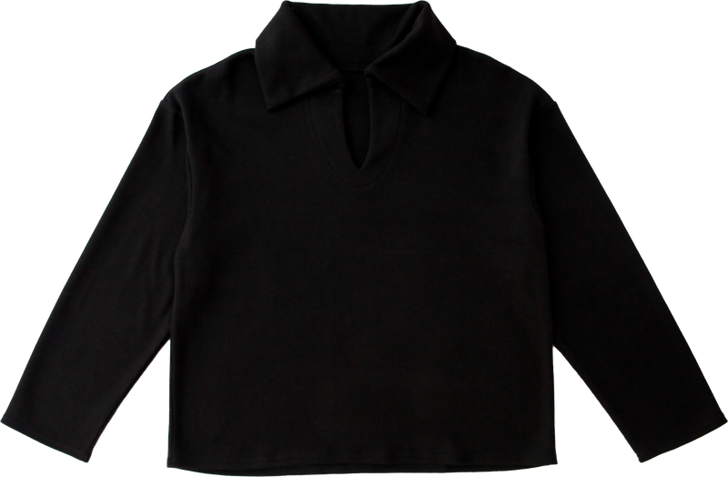 Long Sleeve Polo - Black Knit 