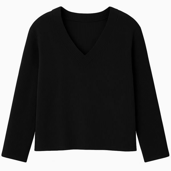 Pull encolure en V - Tricot noir
