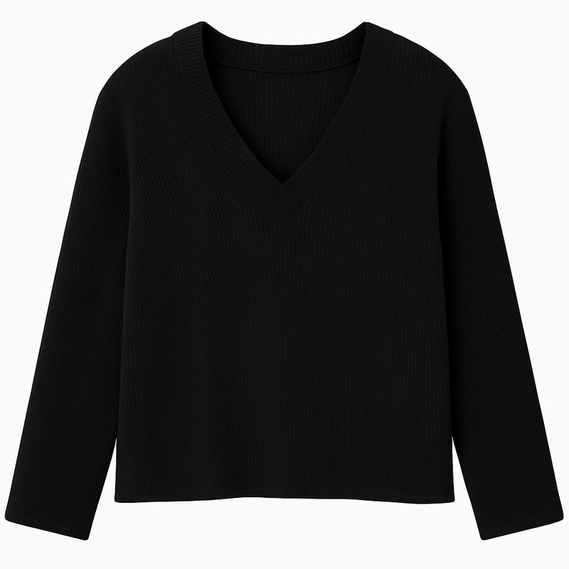 Pull encolure en V - Tricot noir