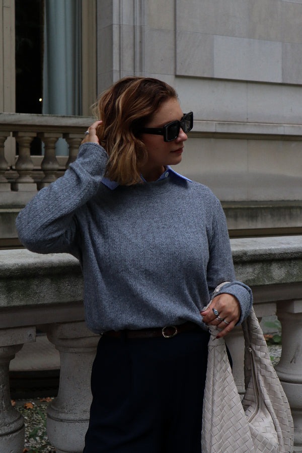 Cable-knit sweater - Grey