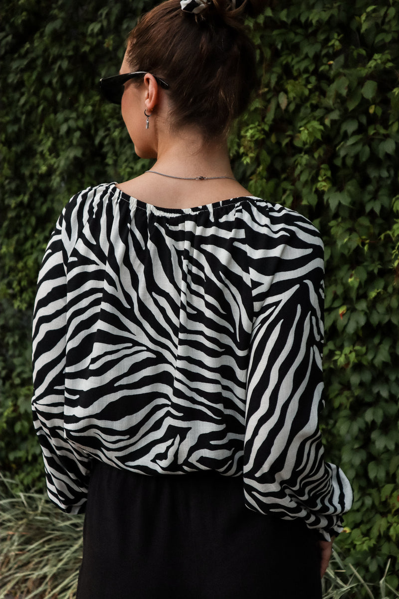 Doll Linen effect blouse - Zebra 