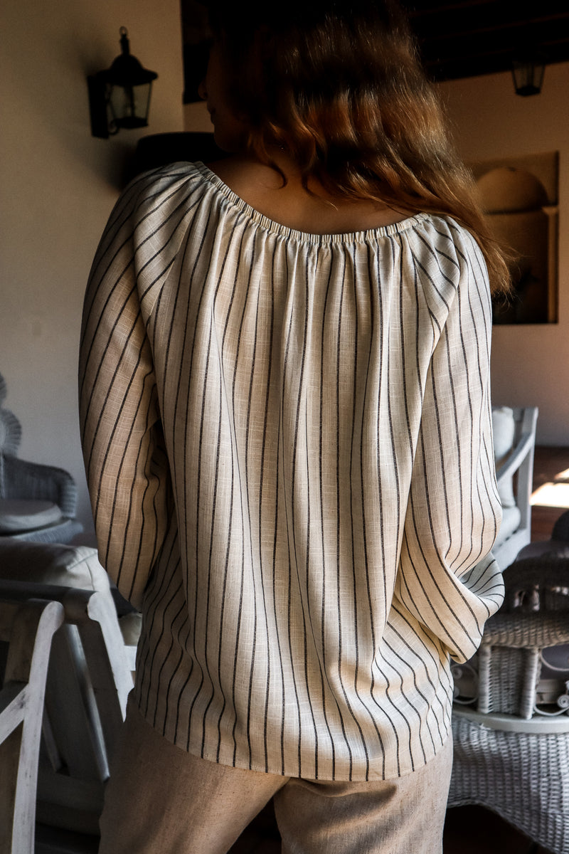 Doll Blouse - Striped linen 