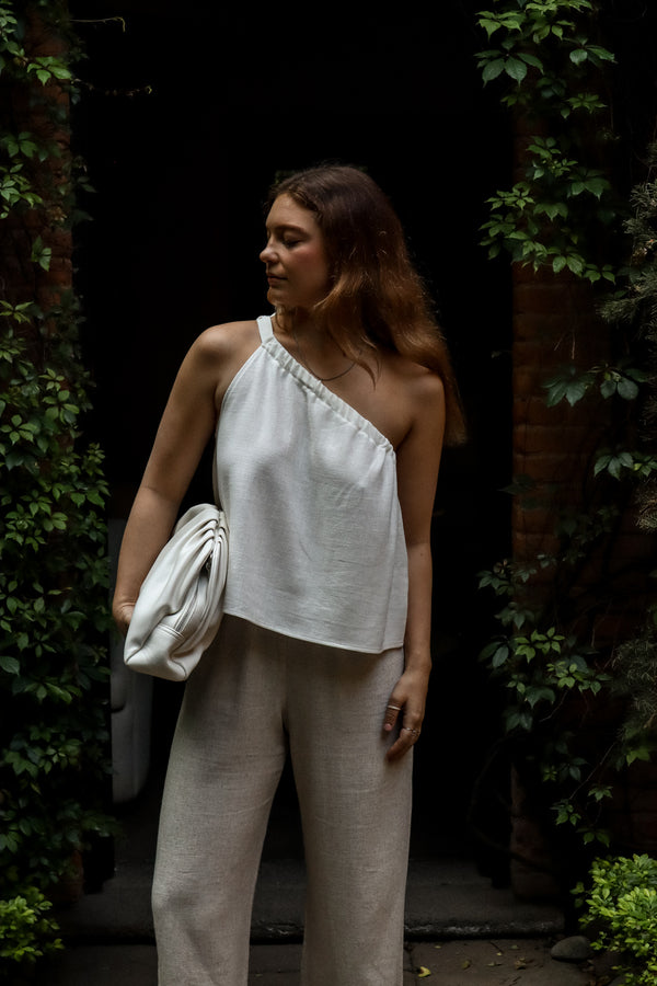 One strap camisole - Ivory linen 