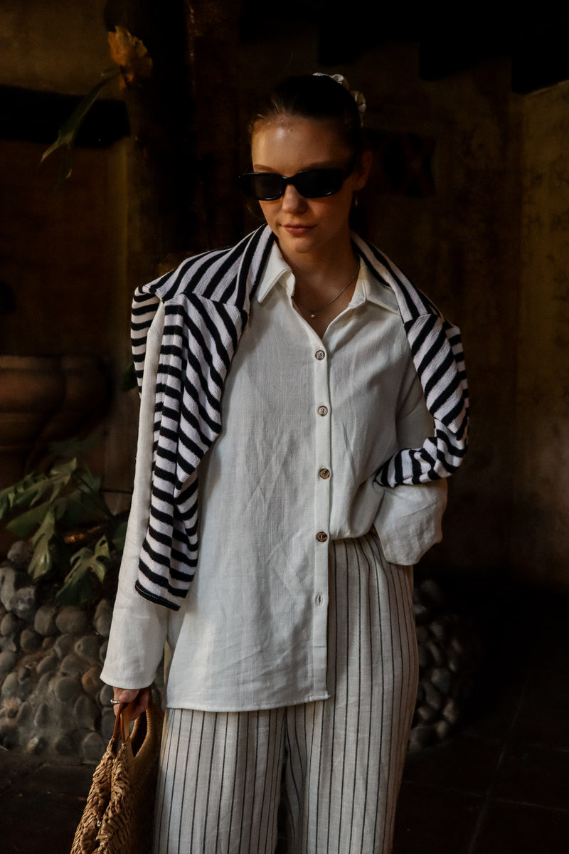 Long sleeve shirt - Ivory linen 